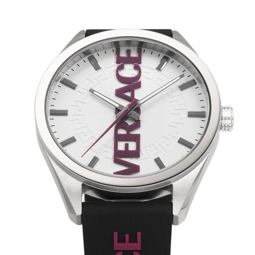 Versace V-VERTICAL Watch, Silver Dial, Quartz Movement, Water Resistant, Sapphire Crystal, 42mm, VE3H00122, Men's, Black