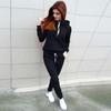 European & American Women's Autumn/Winter Fashion Set: Plus Velvet Hooded Sweatshirt & Sweatpants