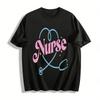 Camiseta Informal de Cuello Redondo con Estampado de Corazón y Estetoscopio para Enfermeras y Personal Médico Camiseta de Algodón Puro