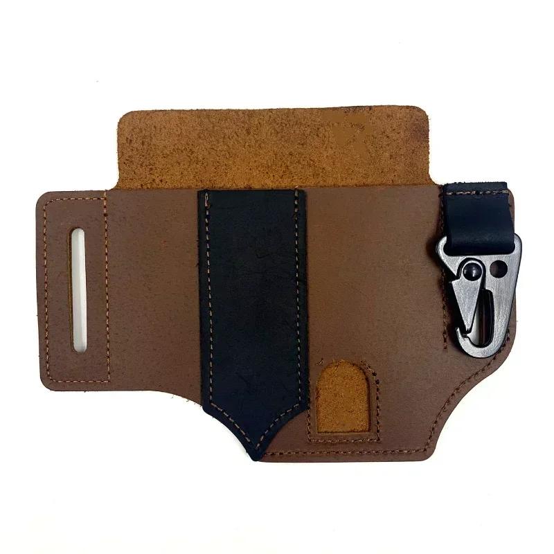 1pc Tool Pocket PU Multifunctional Storage Wear Resistant Durable Retro Outdoor Sports Pocket Tool Leather Case Flashlight Cover