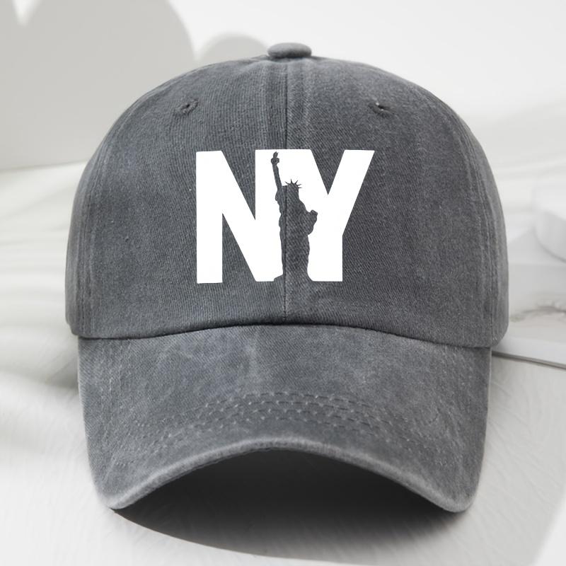 Unisex NY Goddess print soft top baseball cap, retro adjustable outdoor hat, suitable for sports, fishing, and hiking