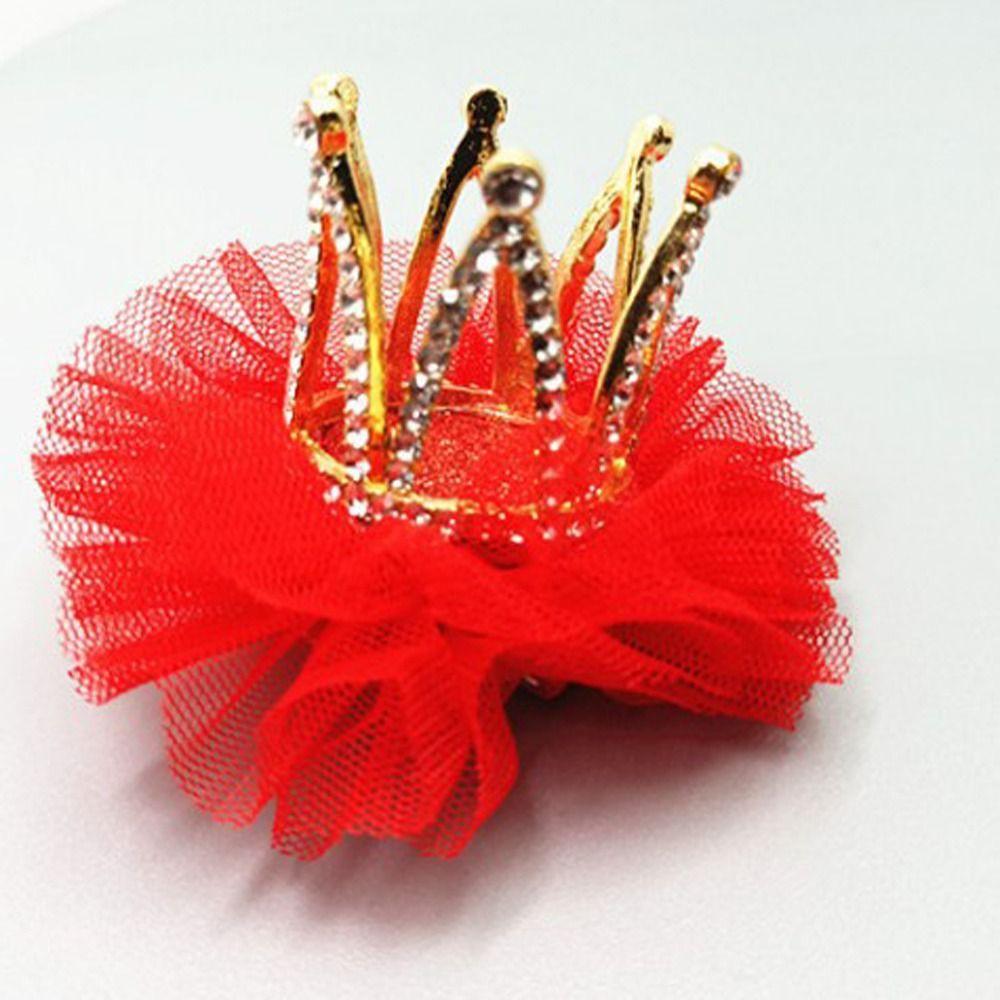 Girls Children's Princess Hairpin Mesh Baby Hairpin Crystal Lace Little Girl Crown Hair Accessories Tiara And Crowns