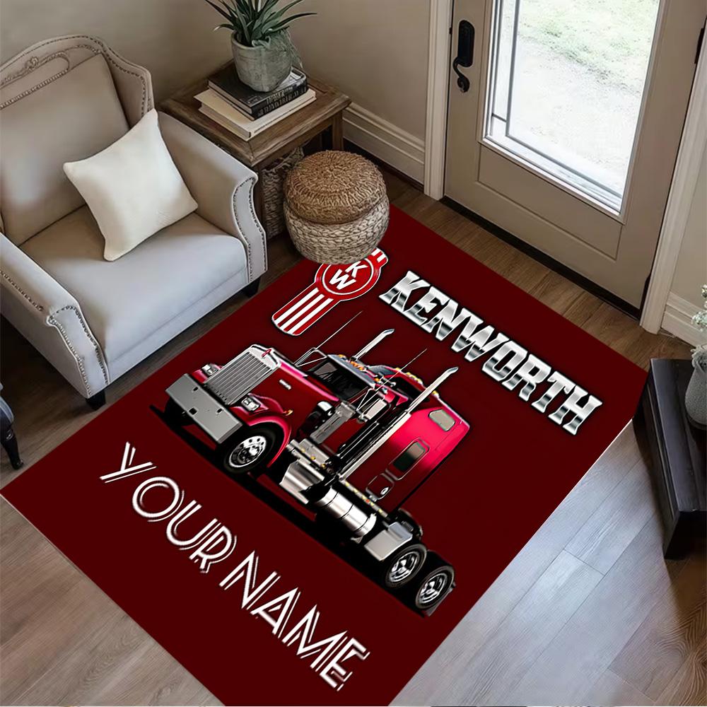 Kenworth Truck Personalized Text Floor Mat Perfect for Decorate Room Bedrooms Outdoor Living Rooms Anti-slip Rug Office Home Decor Best for Christmas