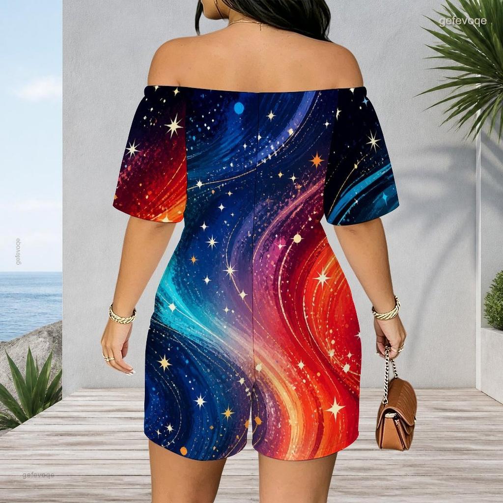 Women Plus Size Off Shoulder Short Sleeve Romper Leopard Cheetah Animal Print Casual Jumpsuit Shorts