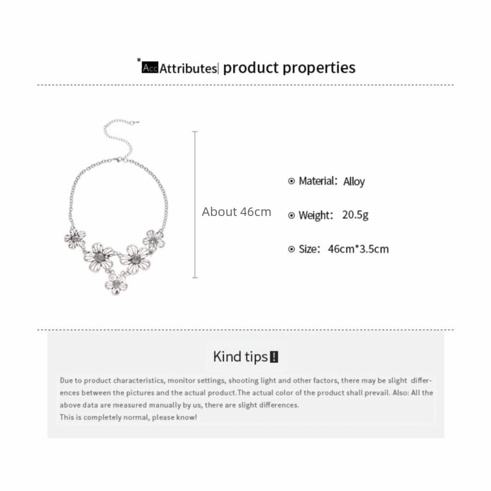 Punk Jewelry Bohemian Necklace Choker Style Patchwork Necklace Flower Pendant Necklace  Girl