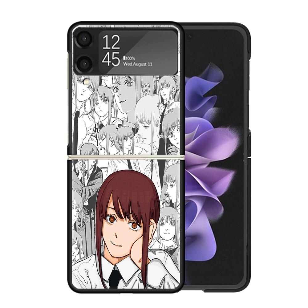 Power Makima Chainsaw Clear Phone Case For Samsung Z Flip 7 6 5 4 3 Galaxy ZFlip7 ZFlip6 ZFlip5 ZFlip4 ZFlip3 5G Print Cover Z F