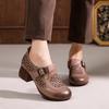 Spring and Summer New Leather Non-slip Hollowed-out Mother Sandals Medium Shoes Thick Heel Hole Shoes Soft Sole Non-slip Single Shoes Women