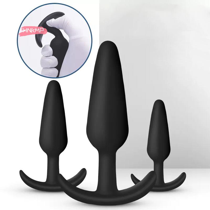 Soft Silicone Anal Plug 3 Sizes Butt Plug Bullet Vibrator Stimulator Adult Sex Toy for Men/Women Anal Prostate Massager for Gay