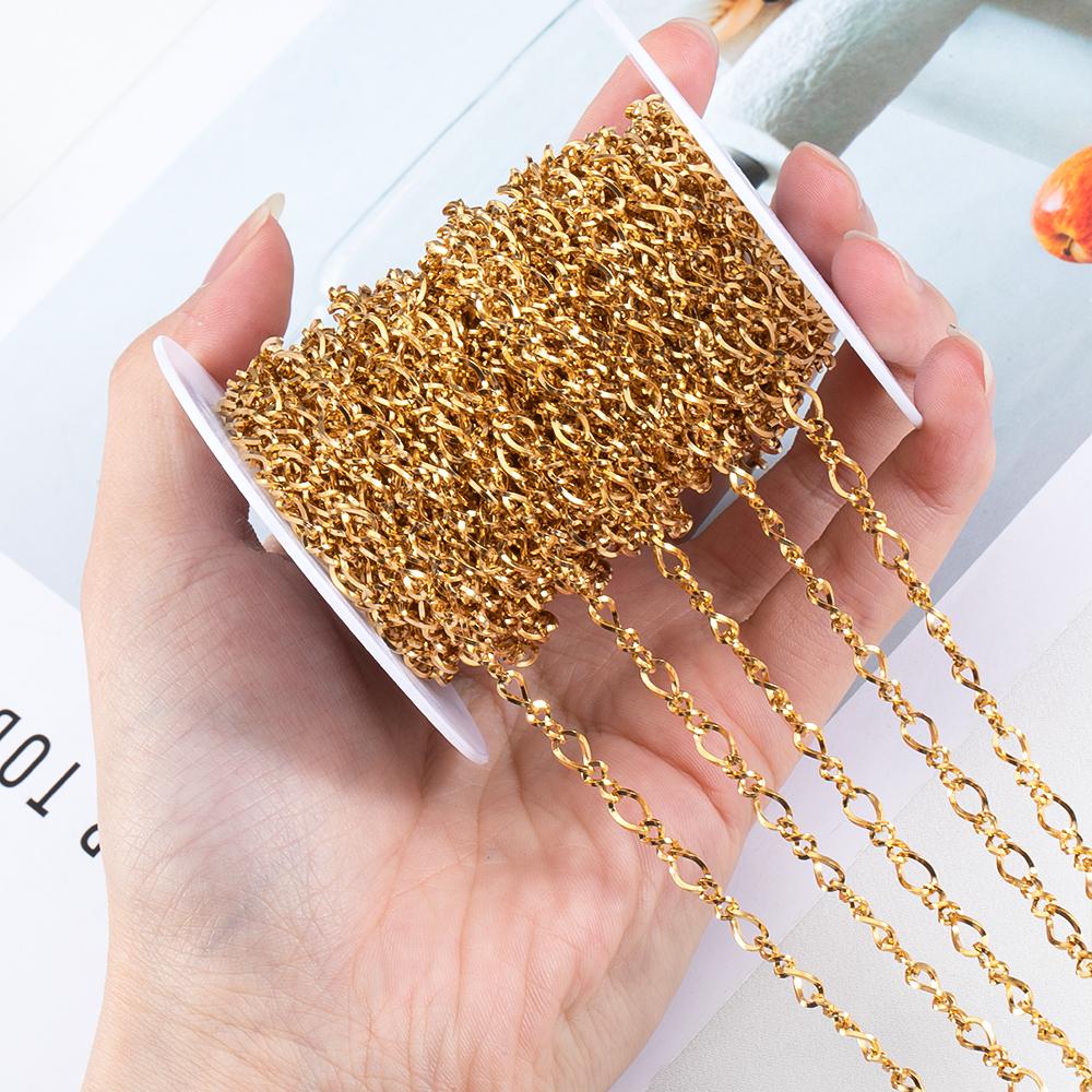 No Fade 1Meter Stainless Steel Irregular Twisted Circular Link Chain Bulk Thick Chains for DIY Necklaces Bracelet Jewelry Making