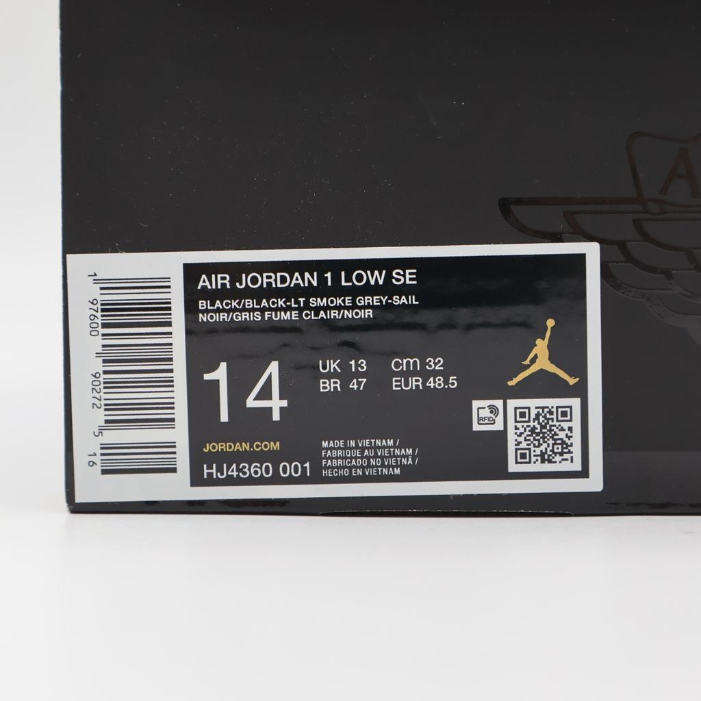 HJ4360-001 Nike Air Jordan 1 Low Dark Black Denim Light Smoke Grey Sail (Men's)