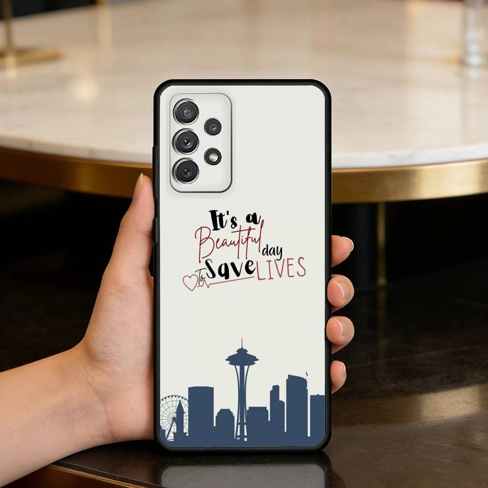 

G-GreysS A-Anatomy-Y Soft Silicone Black Cover Phone Case For Samsung Galaxy A73,A72,A71,A70,A53,A52,A51 Samsung a42 5g