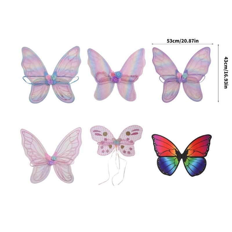 Livfull fjärilsformad vinge för barnutklädning Mjukt andningsbart nät Säkert för barnens kostymfester Scenföreställningar