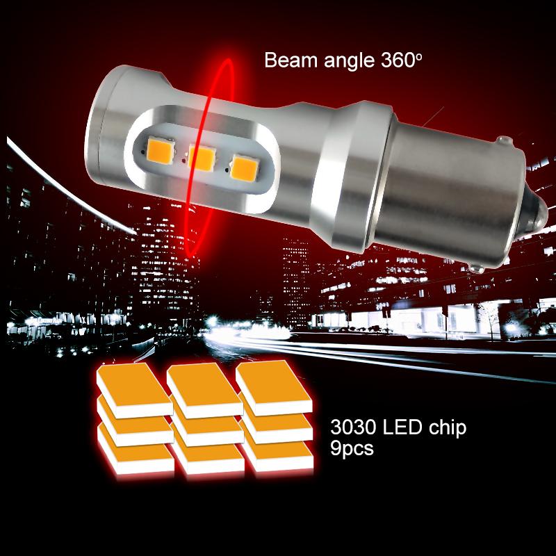 2PCS Car Tail Light LED BA15S Auto Brake Reverse Lamp DRL Rear Parking Bulbs