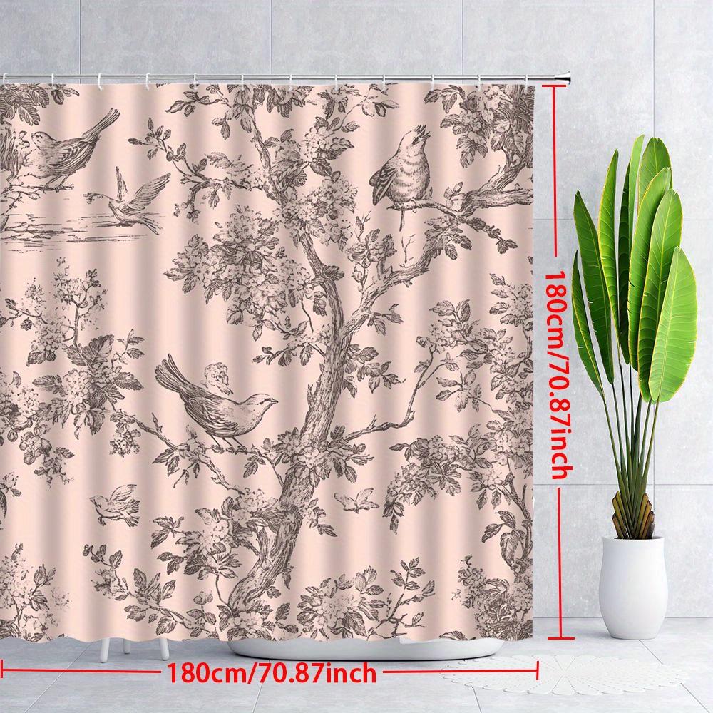 Shower Curtain: Vintage Birds and Floral Design for a Classic and Elegant Bathroom Look