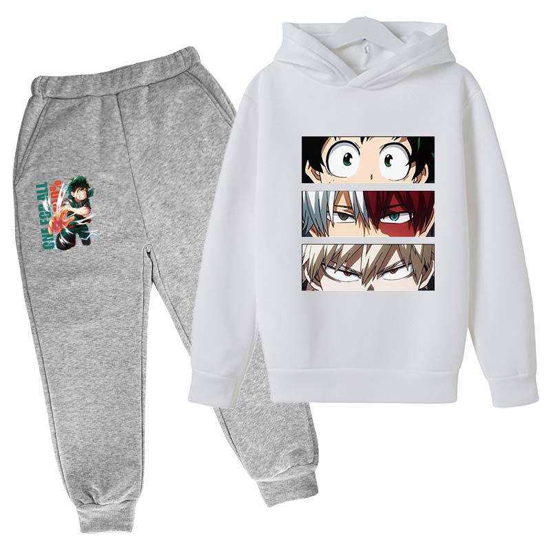 Japanese My Hero Academia Suit Graphic Long Sleeve Hoodies+pant Anime Funny Bakugou Katsuki Harajuku Fashion Sudadera Sweatshirt