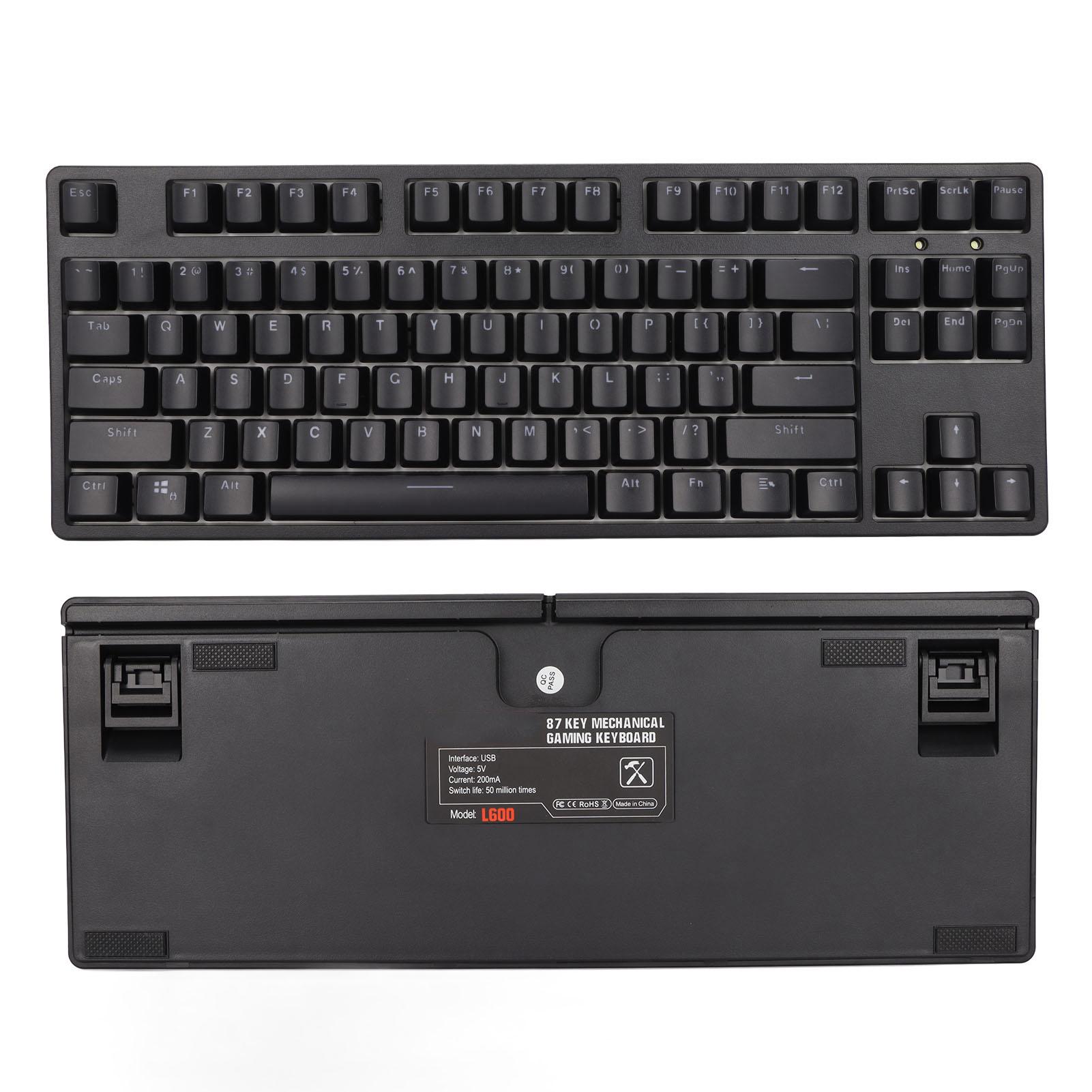 

Игровая клавиатура 87 клавиш USB проводной красный переключатель эргономичный ступенчатый дизайн подсветка механическая клавиатура