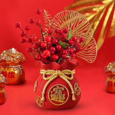 Vase Sac de Bénédiction de l'Année Chinoise Auspicieux - Décoration de Table Exquise pour les Occasions Festives