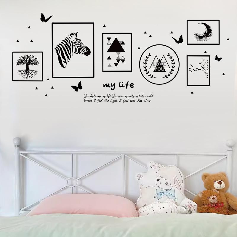 Wall Stickers, Lines, Zebra Photo Frames, Nordic Decorations, Paintings, Literary and Fresh Bedroom Wall Decoration Stickers Dormitory Renovation