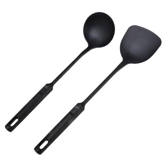 Wok Spatula And Ladle Set Extended Handle Spatula Smooth Edges Soup Spoon Scratch-free Cooking Utensil