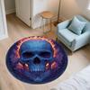 Flaming Skull,Round Area Rug,Carpet Rug for Living Room Bedroom Sofa Playroom Decor,Non-slip Floor Mat