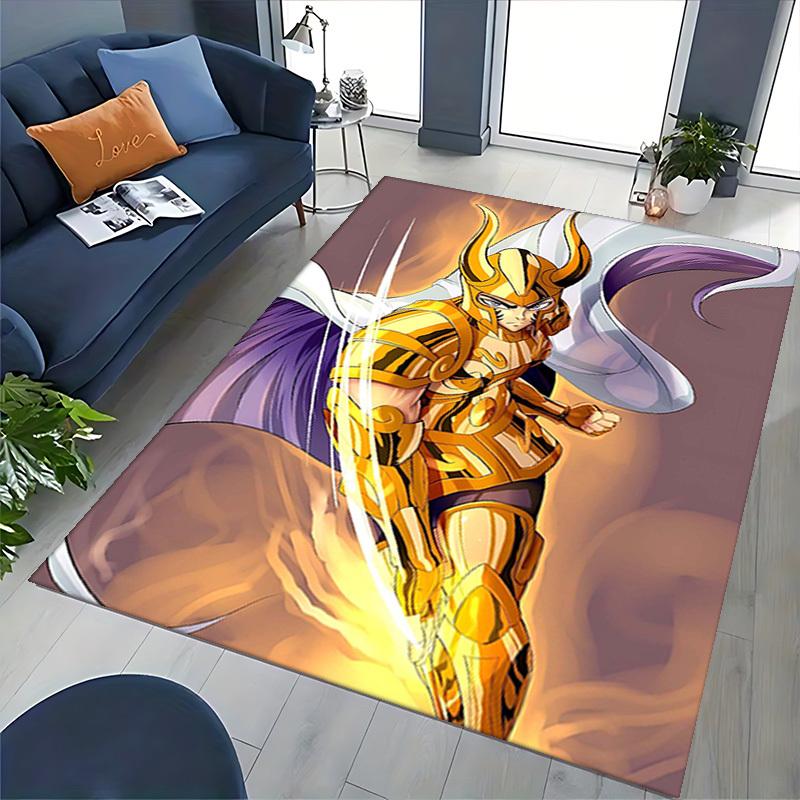 1pc Golden Saint Seiya Chair Mat - Anime Cartoon Design Office Rug, Non-Slip Carpet for Home Decor, Gaming Room, Seasonal Gift.R004