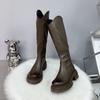 Long Boots 2026 Thick Soled High Rise Knight Boots with Horseshoe Heels and High Top Motorcycle Boots