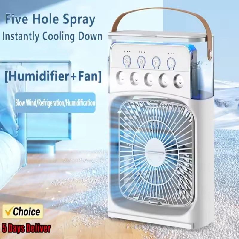 

Portable air conditioning fan mini evaporative air cooler with 7 color LED lights 1/2/3 hour timer 3 wind speeds and 3 spray mod зелений