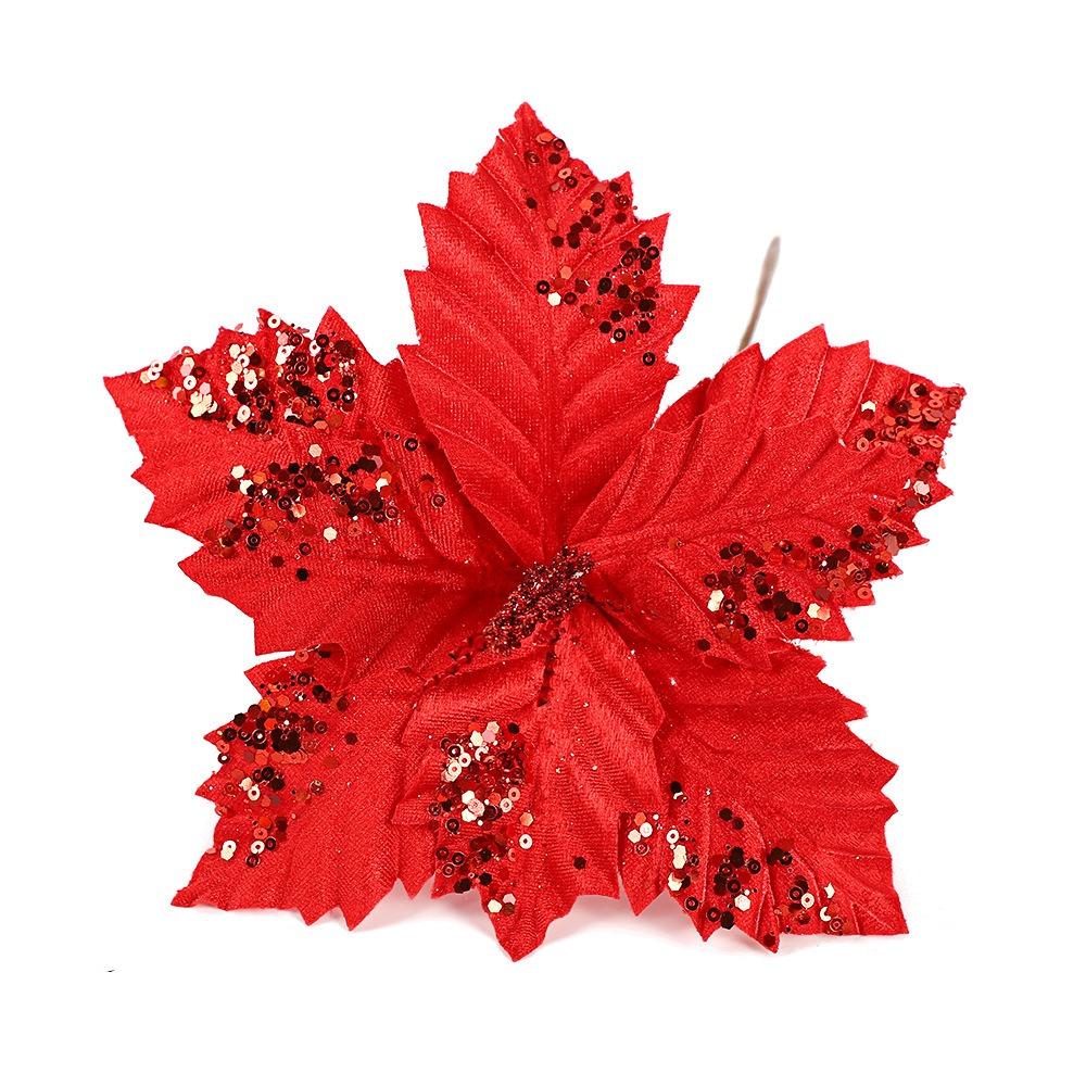 Unique Artificial Christmas Flowers Shiny Xmas Tree Accessories  Home Decor