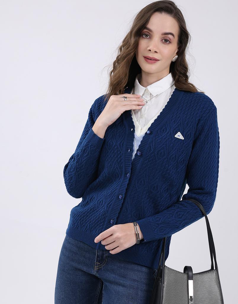 MONTE CARLO Women's V Neck Full Sleeve Cardigan