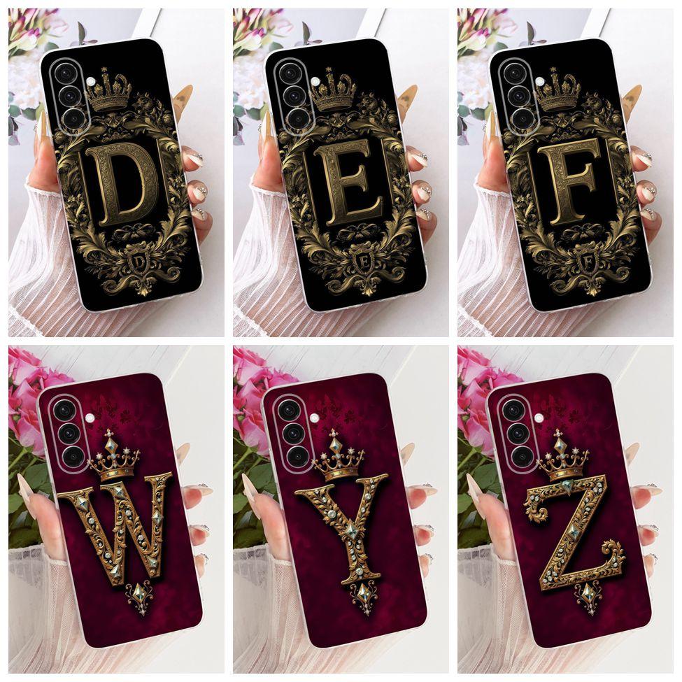 Clear For Samsung A36 5G SM-A366E SM-A366B Cover For Samsung Galaxy A36 5G Case Luxury Crown A-Z Letters 2D Painted Soft Casing