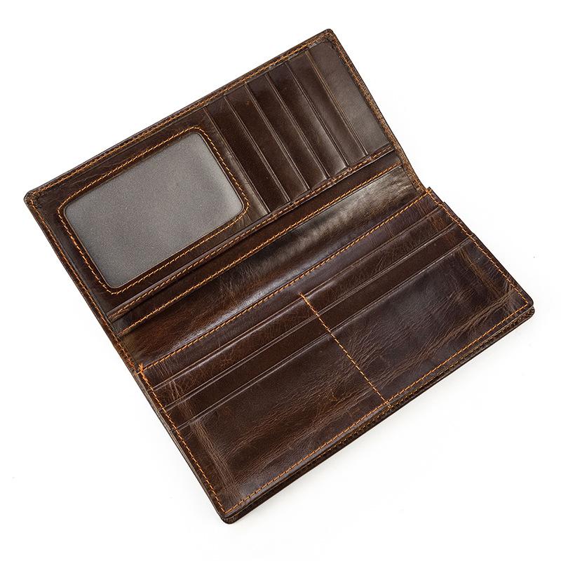 Genuine Leather Long Bifold Wallet for Men Classic Clutch Wallet with Phone Pocket Multi Card Slots Large Capacity Men Purse for Daily Use