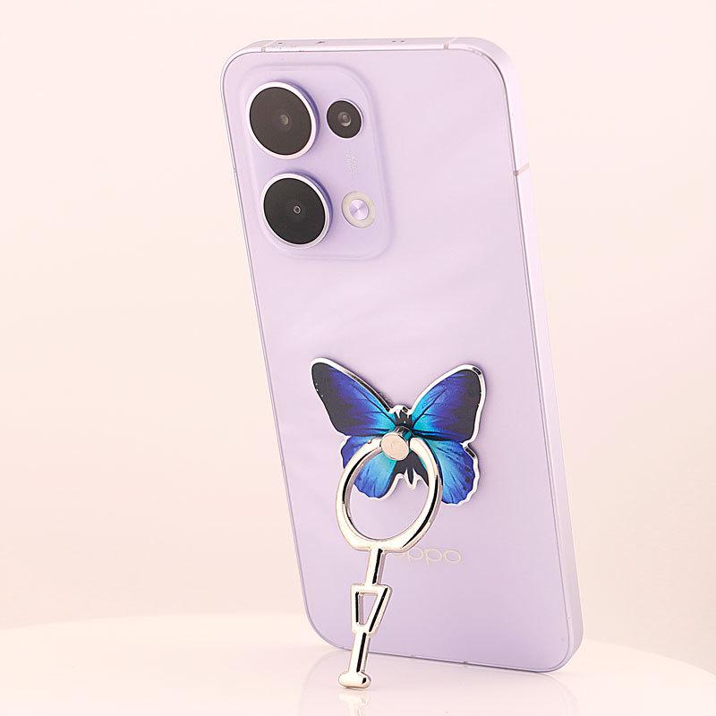 Butterfly Ring Holder: Full Metal Vertical Phone Stand, Cartoon Design for Women.