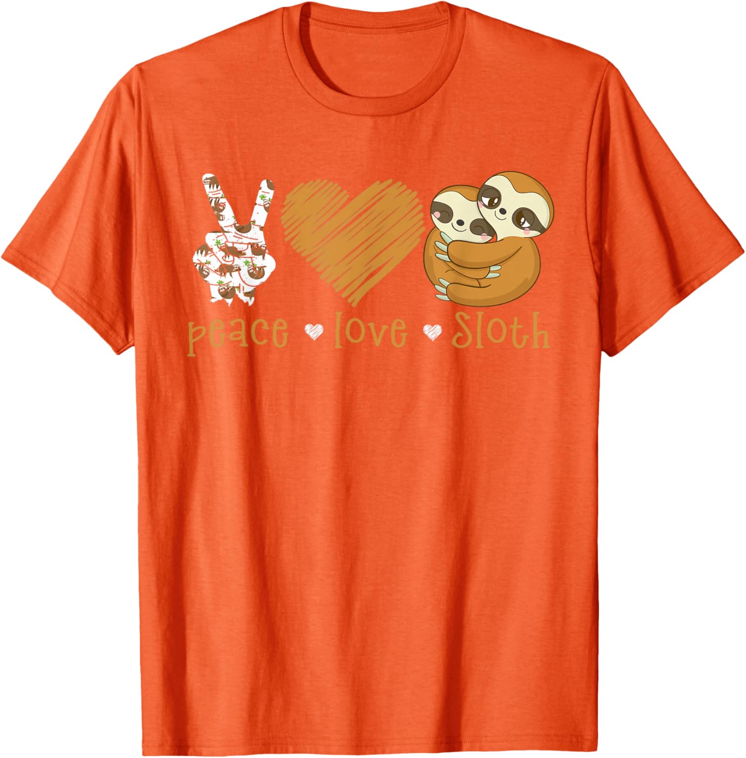 

Peace Love Sloth Graphic Tee Funny Animal Hugging Couple Print Casual TShirt Men 4XL