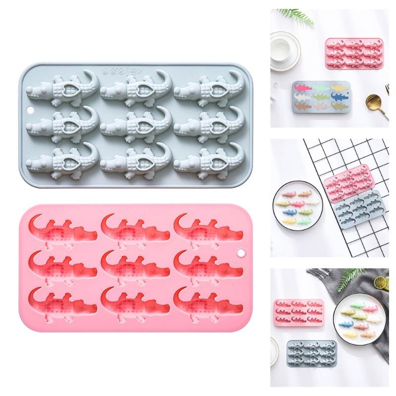 9 Cavity Crocodiles Silicone Mold For Baking Cake Chocolate Candy Making Food Safe Easy Releases Dessert Mould