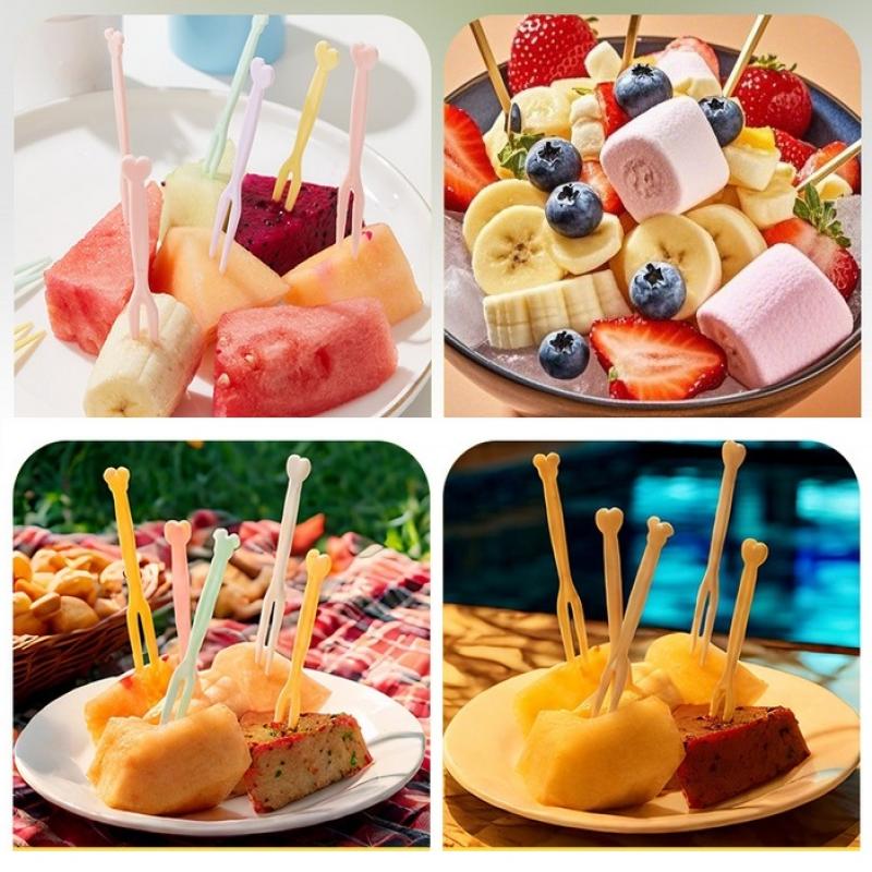 50 szt./pudełko Dopaminowe wykałaczki do jedzenia Mini widelczyki dla dzieci Widelczyk do owoców Akcesoria do pudełka bento Dekoracja jedzenia Widelczyk Wykałaczki do jedzenia dla dziecka