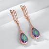 Trendy Water Drop Colorful Natural Zircon Long Drop Earrings For Women  Rose Gold Color Unusual Daily Fine Jewelry Gift