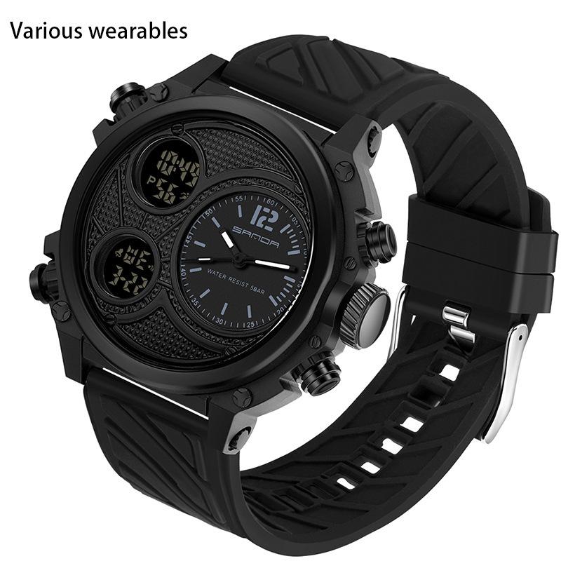 Ceas Sport Nou Studenți Bărbați Exterior Fosforescent Rezistent la Apă Tactic Tineret Afișaj Dual Ceas Electronic