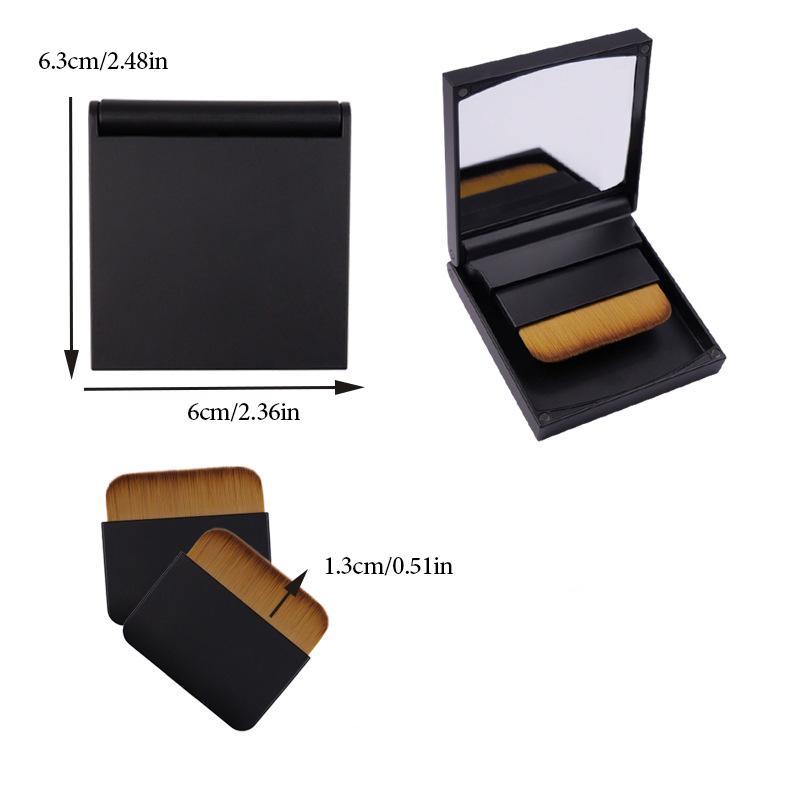 Portable Traceless Soft Flat Foundation Brush Set Ultra-Thin With Built-In Mirror One-Character Design Flawless Base Makeup