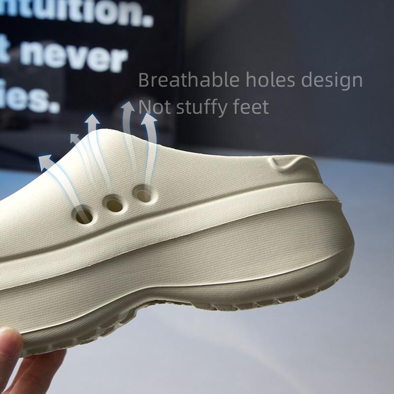 Women Anti-slip Closed-Toes Slippers Ladies Soft Waterproof Breathable Flat Thick Sole EVA Sandals Female Outwear House Shoes