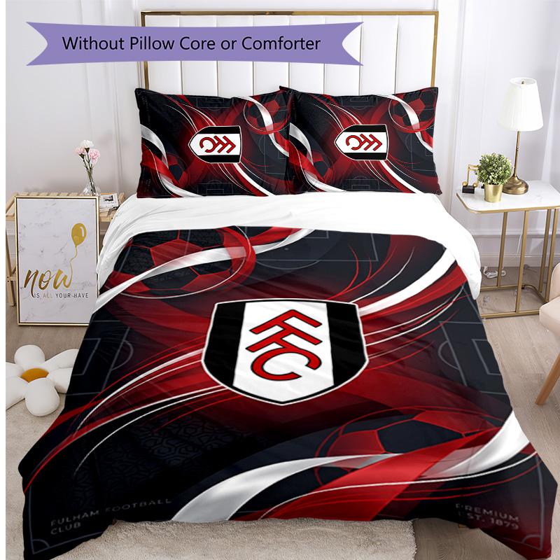 Set Lenzuola Fulham Calcio Stampato 3 Pezzi, Comodo Set Copripiumino per Camera da Letto Amico della Pelle