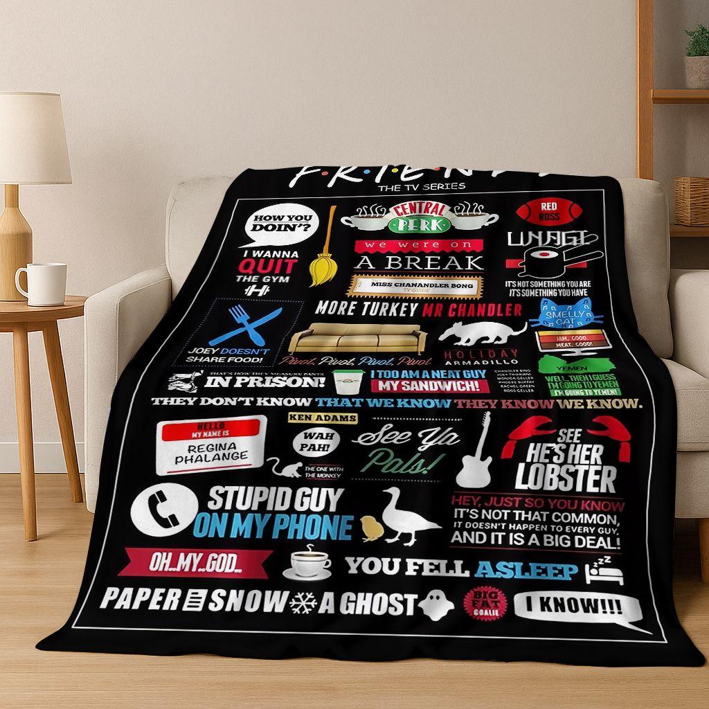 Classic Friends Central Perk TV Flannel Blanket,Cozy Soft Throw Blanket for Home Bedroom Bed Sofa Picnic Office Cover Gift Kid