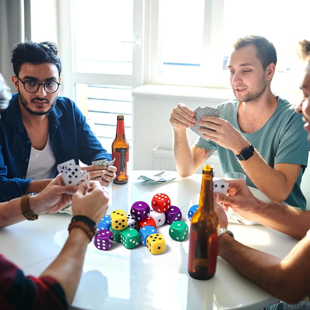 19mm Casino Theme Party Dice Sets Acrylic Large D6 Opaque Dice Bulk for Board Games Birthday Theme Party Supply 6pcs