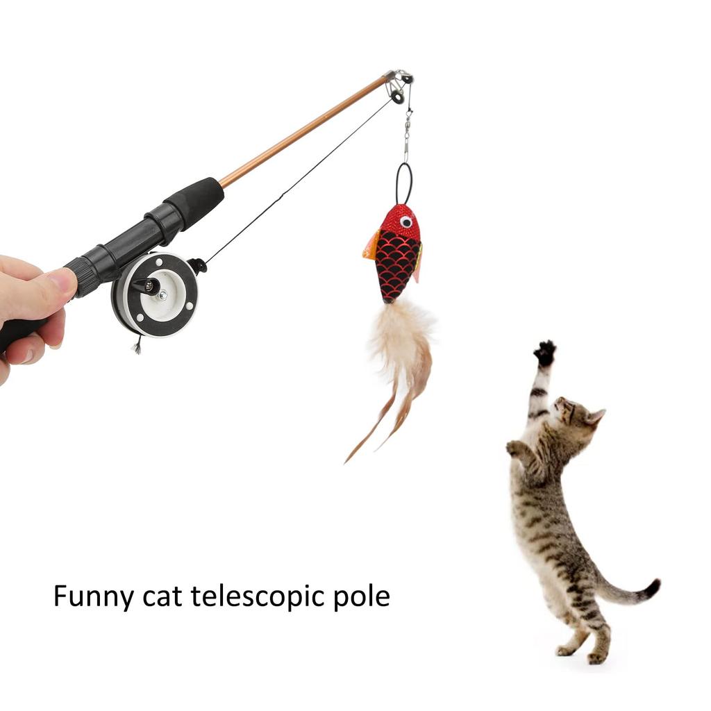 Cat fishing cat extendable fishing manual reel measures against lack of stress pet indoor game redfish fishing pole toy, pole, teaser, pole, design,
