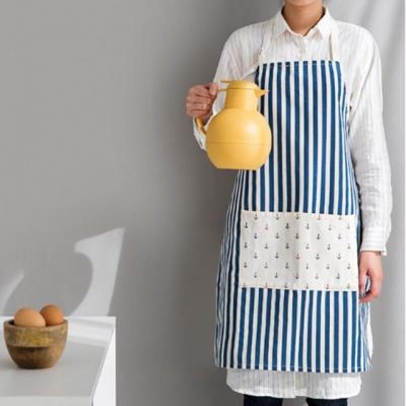 Modern Striped Basic Apron Blue