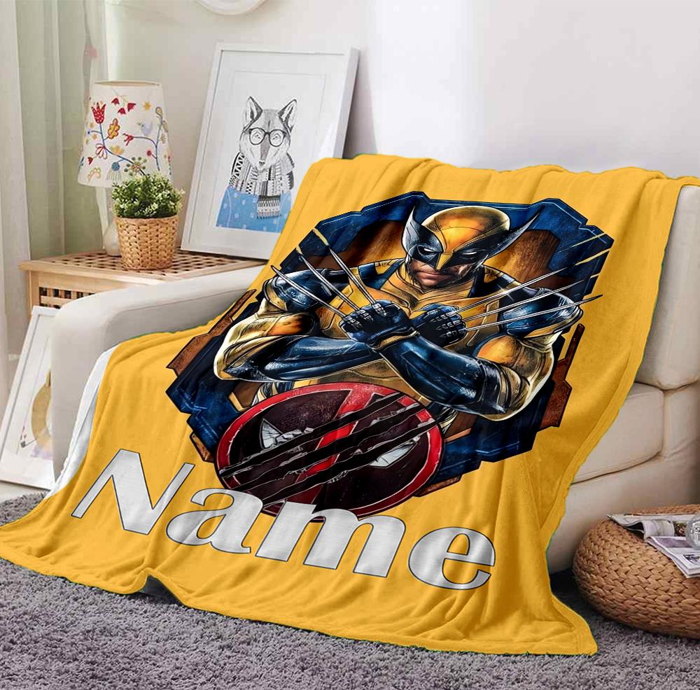 Custom Name Wolverine Deadpool Flannel Blanket Throw Blanket Soft Warm Sofa Bed Decor Unique Gift