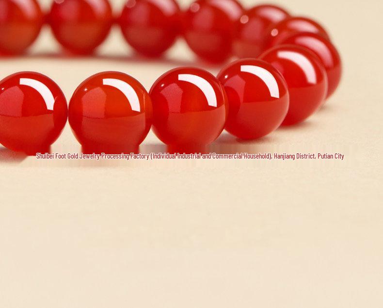 Gold Agate Women's Exquisite Red Woven Bead Bracelet