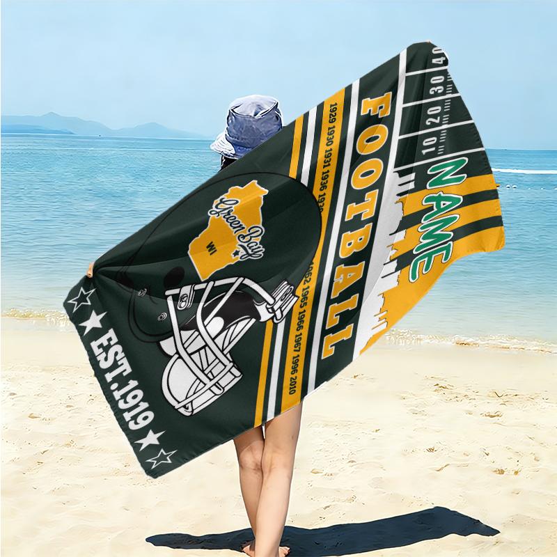 Personalized Football Fanatic Journal Beach Towel Microfiber Beach Towel Thin Absorbent for Beach Swimming Yoga Bath Sports. 0910157