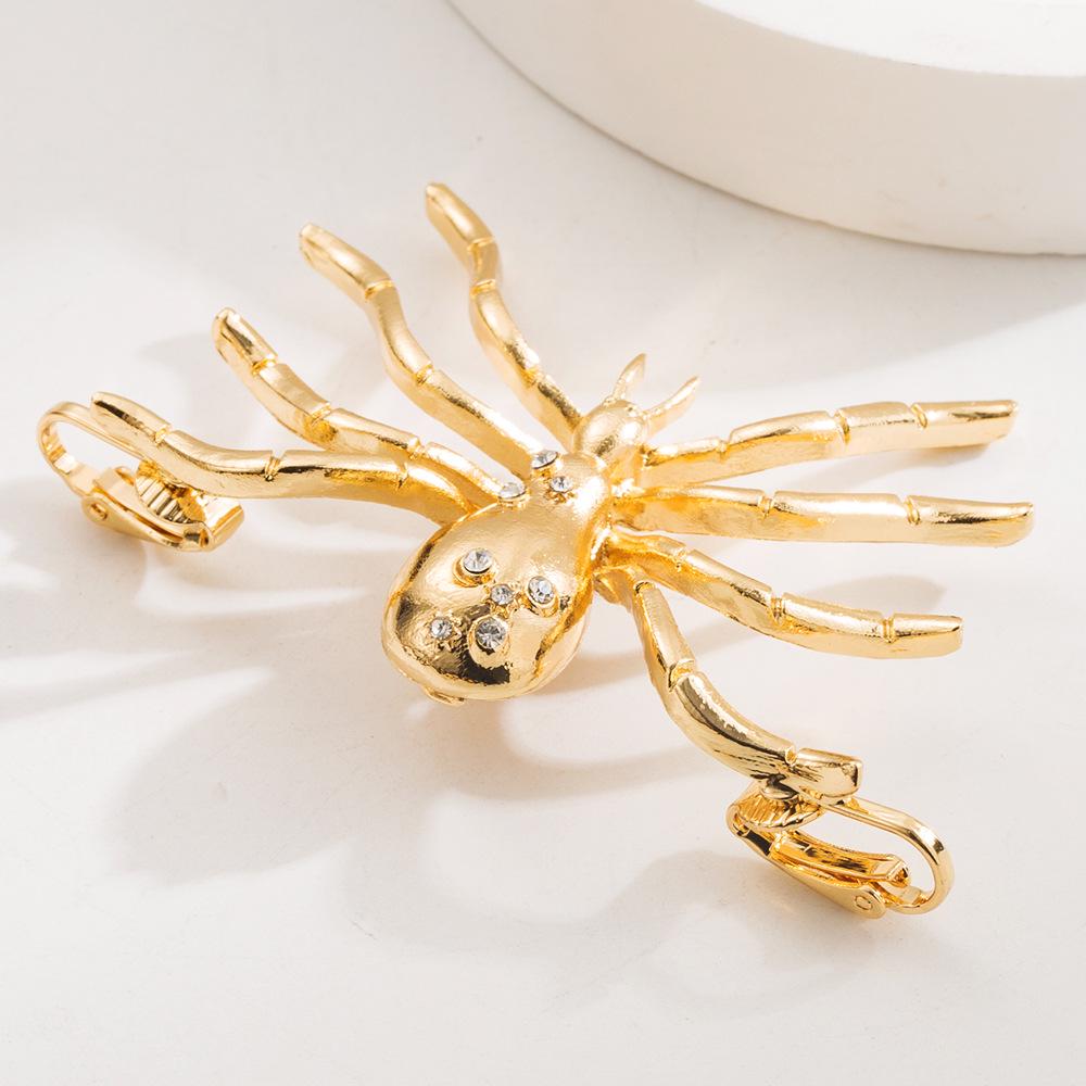 Trendy Spider Rhinestone Jewelry Set: Earrings, Necklace, Brooch, Ring