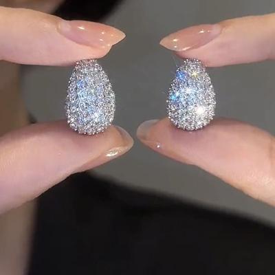 Zircon Water Drop Doudou Earrings Retro Light Luxury High Sense Fashion Stud Earrings Versatile Simple Niche Earrings Women