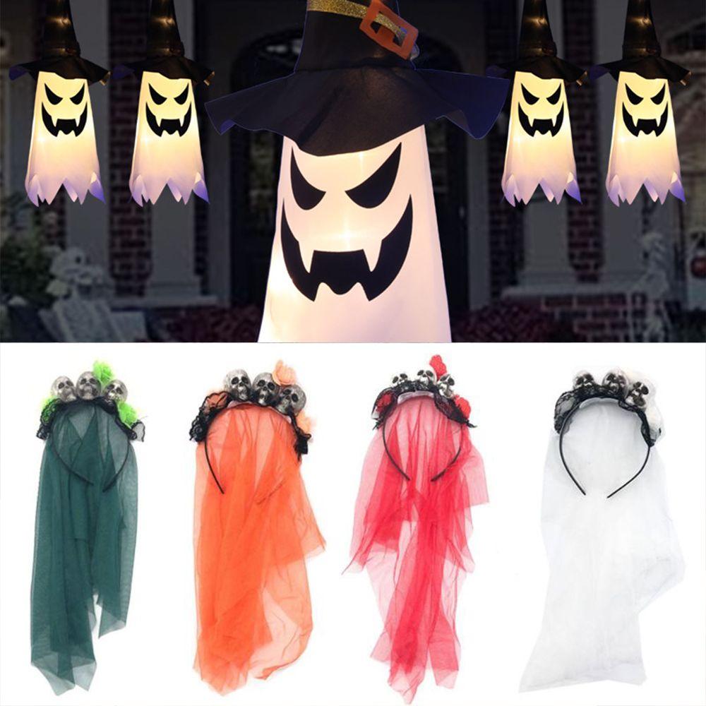 

Flower Ghost Bride Horror Carnival Day of The Dead Halloween Headband Women Headwear Cosplay Props зелёный